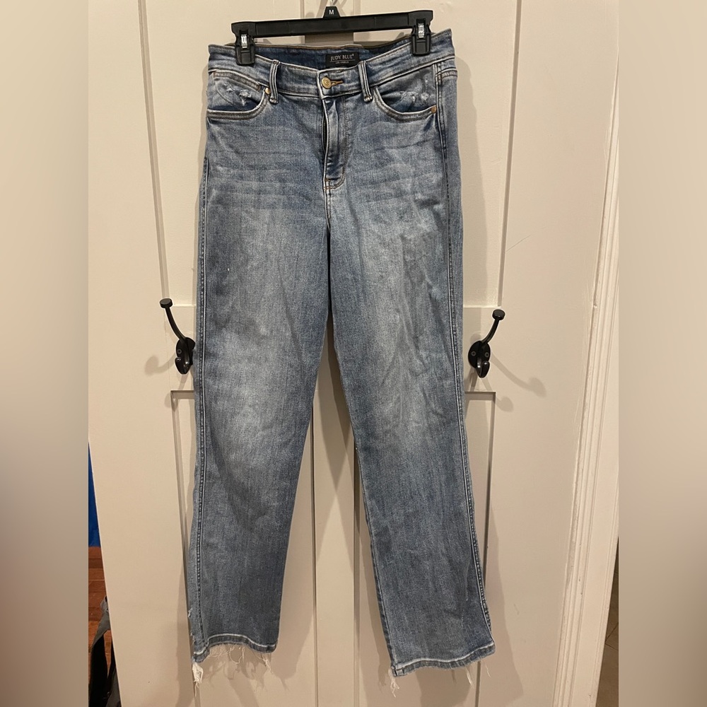 Judy Blue Dad Jeans Straight-Leg Raw Hem 9/29